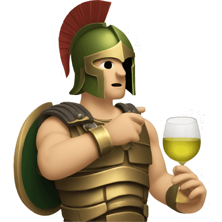 Greek Spartan drinking white wine with bronze armour emoji