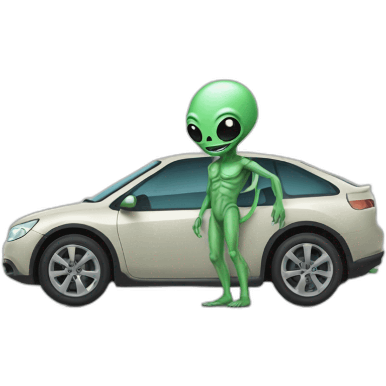 alien limpiando un coche emoji