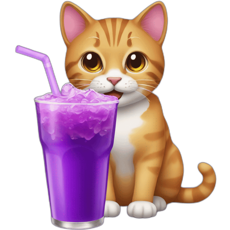 Cat siping purple drink emoji