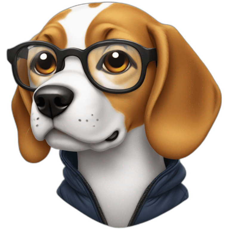 Beagle qui porte des lunettes de soleil et une veste  emoji