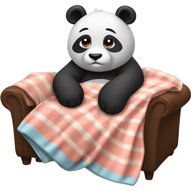 Panda lying on couch with blanket emoji