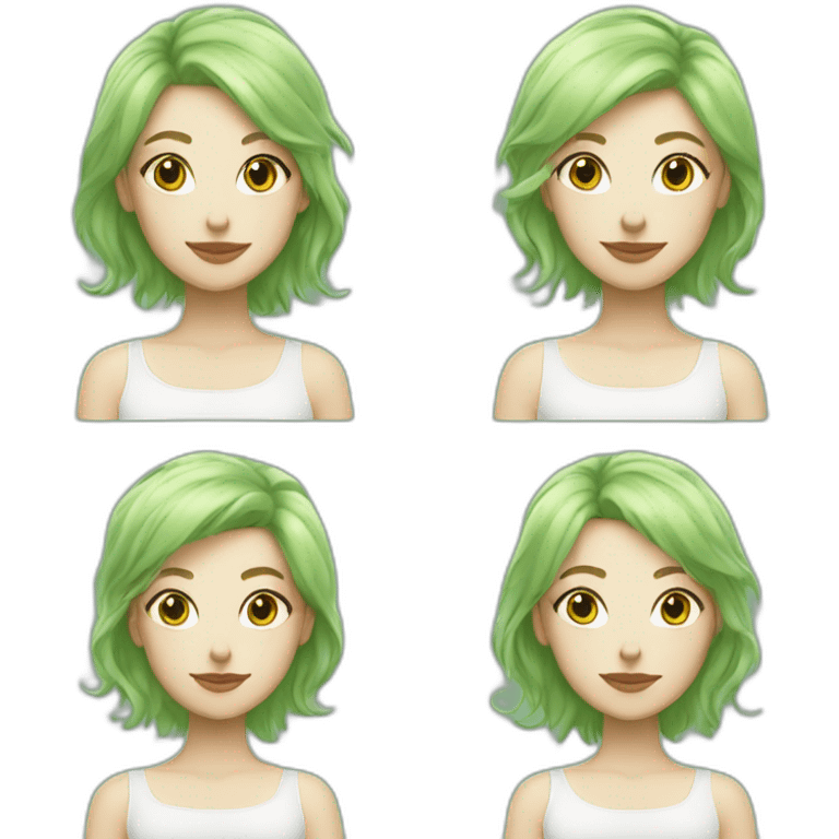 Fille la peau blanche et aux cheveux verts emoji