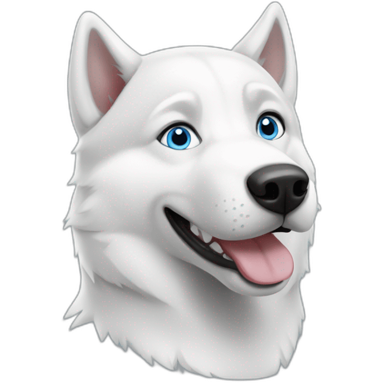 White Happy husky  blue eyes without eyebrows emoji