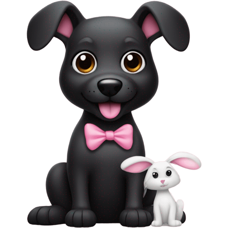 black dog and pink bunny emoji