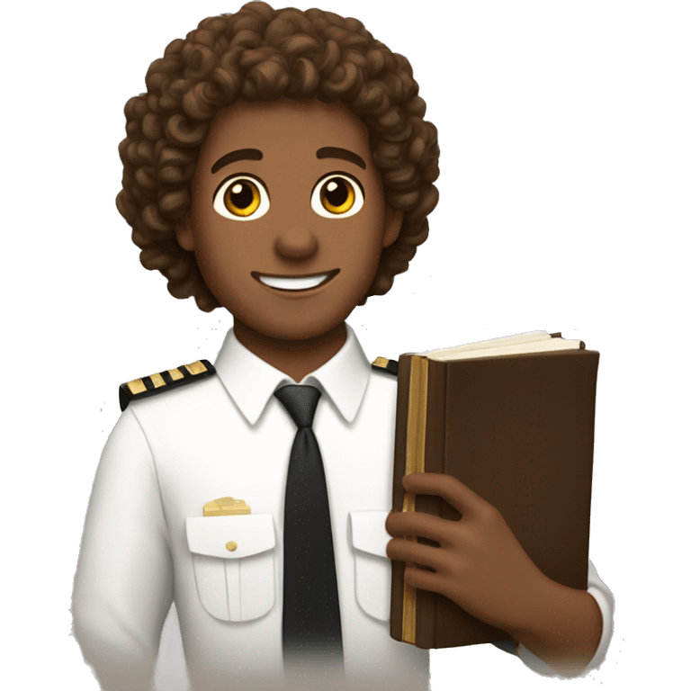 mormon missionary with brown extra curly hair holding a book of mormon emoji