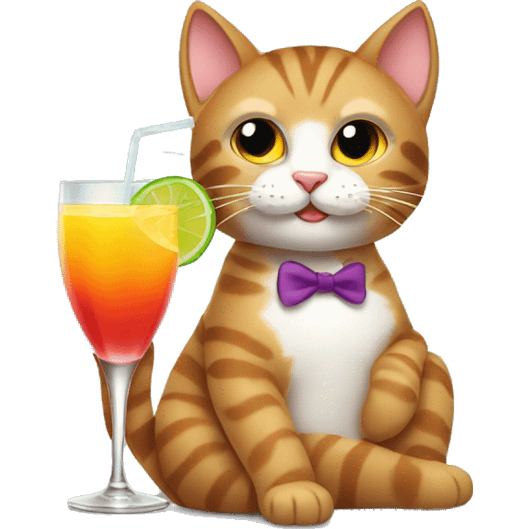 Cat drinking cocktail  emoji