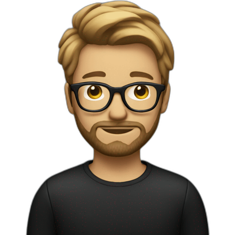 blurry bearded boy with glasses with no air and dressed in black emoji