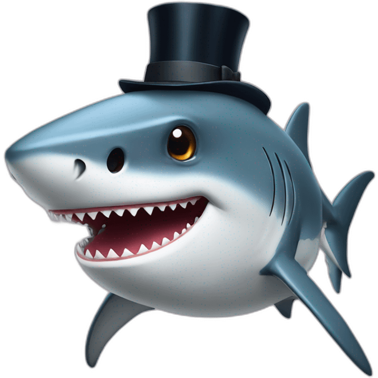 Shark with a top hat emoji