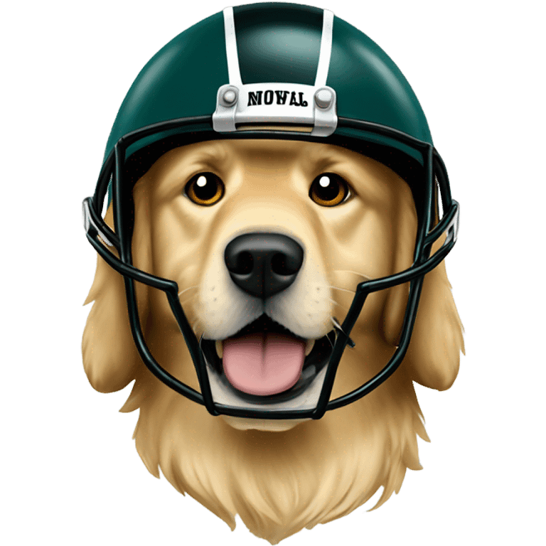 Golden retriever in an eagles helmet  emoji