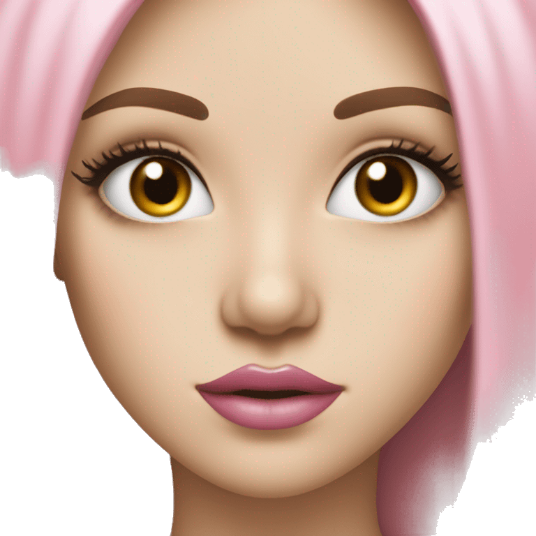 Girl with very Long lashes, white skin and pink lips emoji