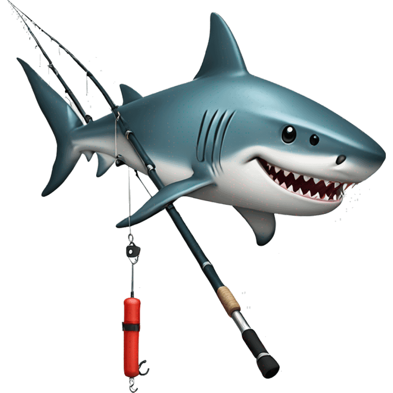 Shark on fishing rod emoji