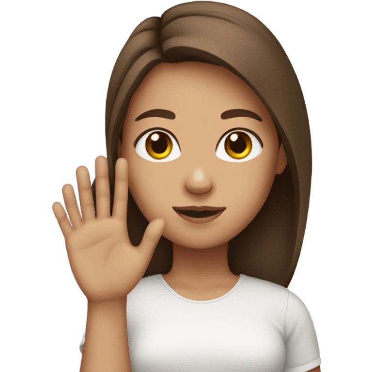 girl with brown hair wearing a cast on her band emoji