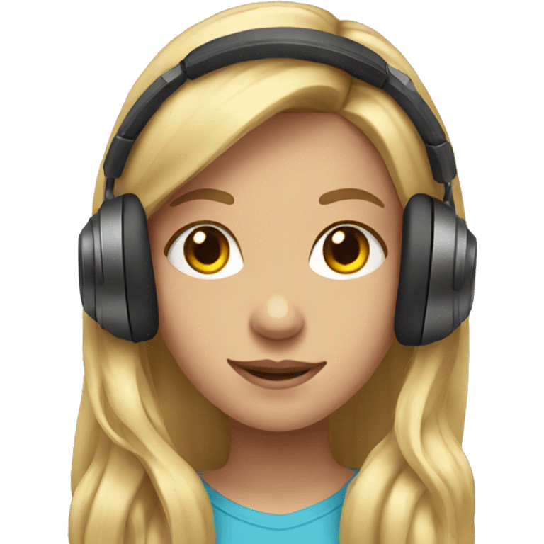 Girl with long blonde hair wearing gaming headphones emoji