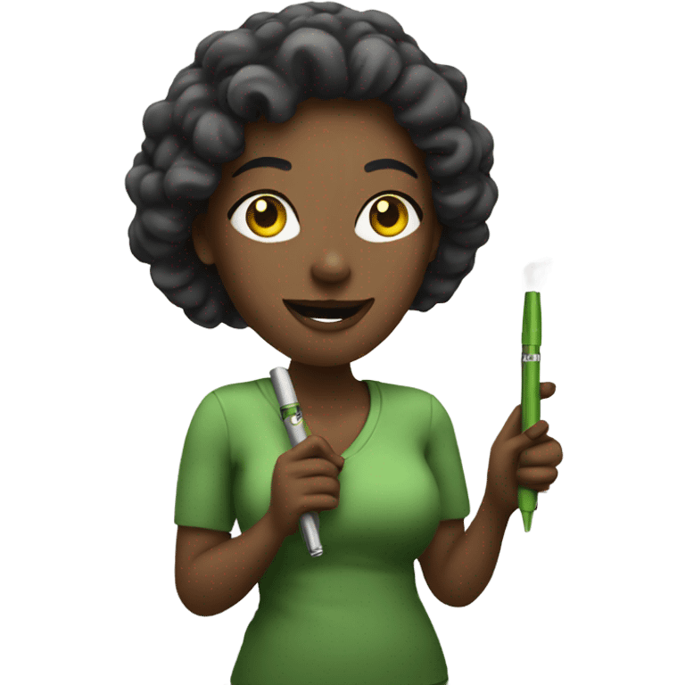 woman holding weed pen emoji