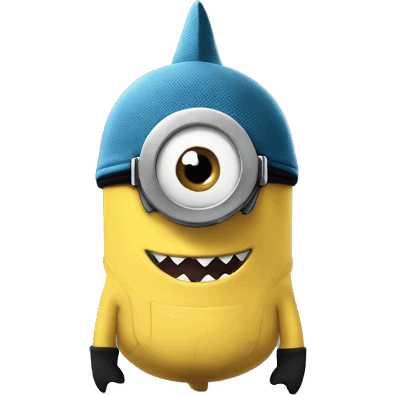 despicable me minion wit shark hat emoji