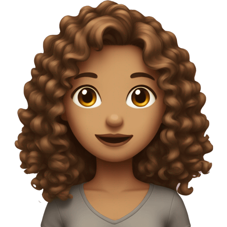 girl, hair brown and curly,  emoji