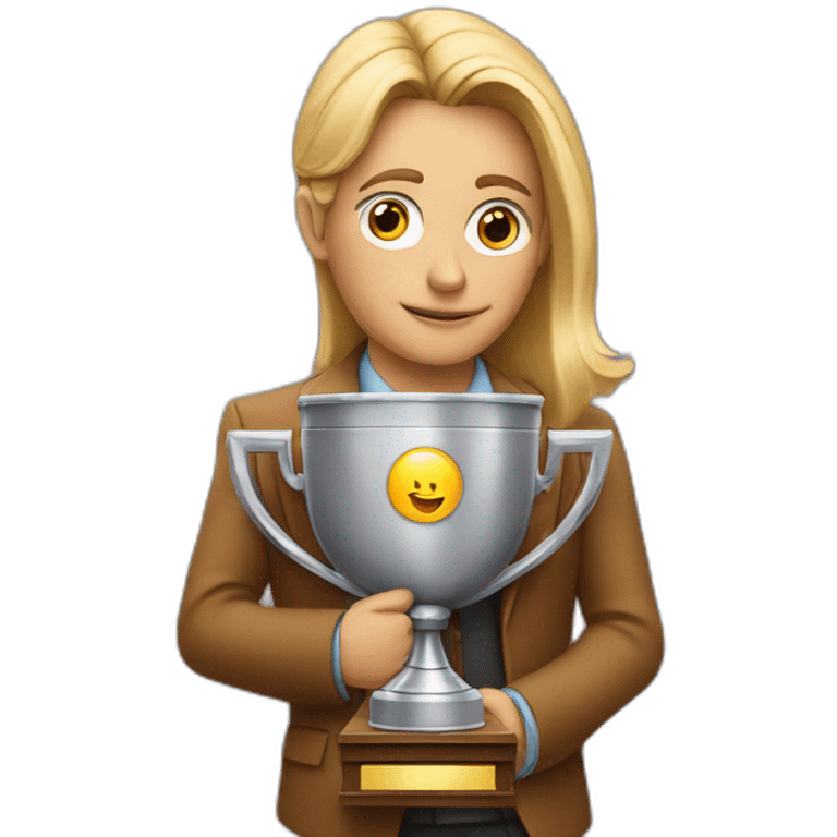 television game show host, lost in thought, holding a trophy emoji