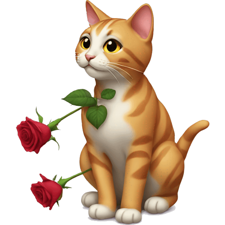 a cat smelling rose emoji