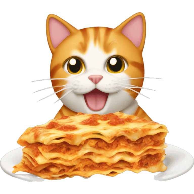 orange tabby cat eating lasagna emoji