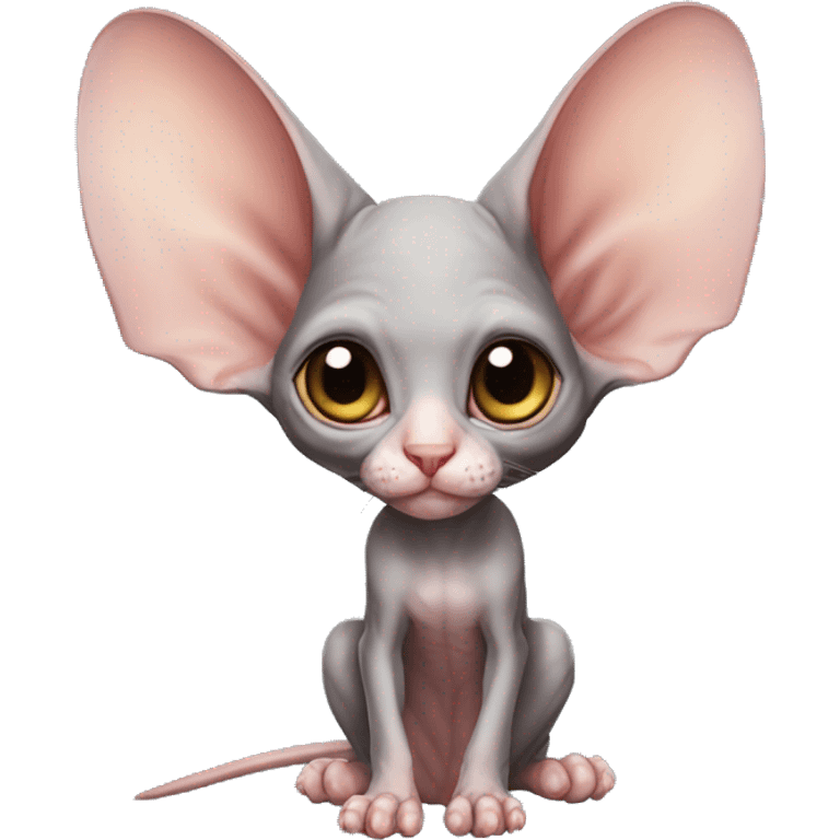 Cute Bat-Winged Sphynx-Rat-Mouse-Hybrid full body emoji