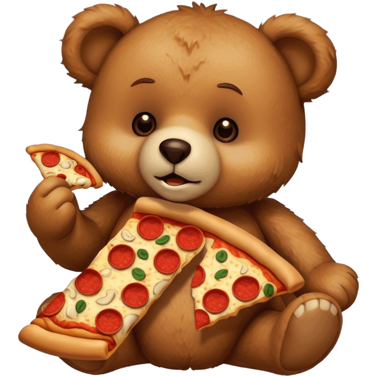 Teddy bear eating pizza emoji