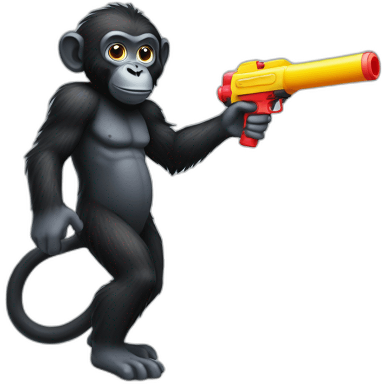 big black monkey with water gun emoji