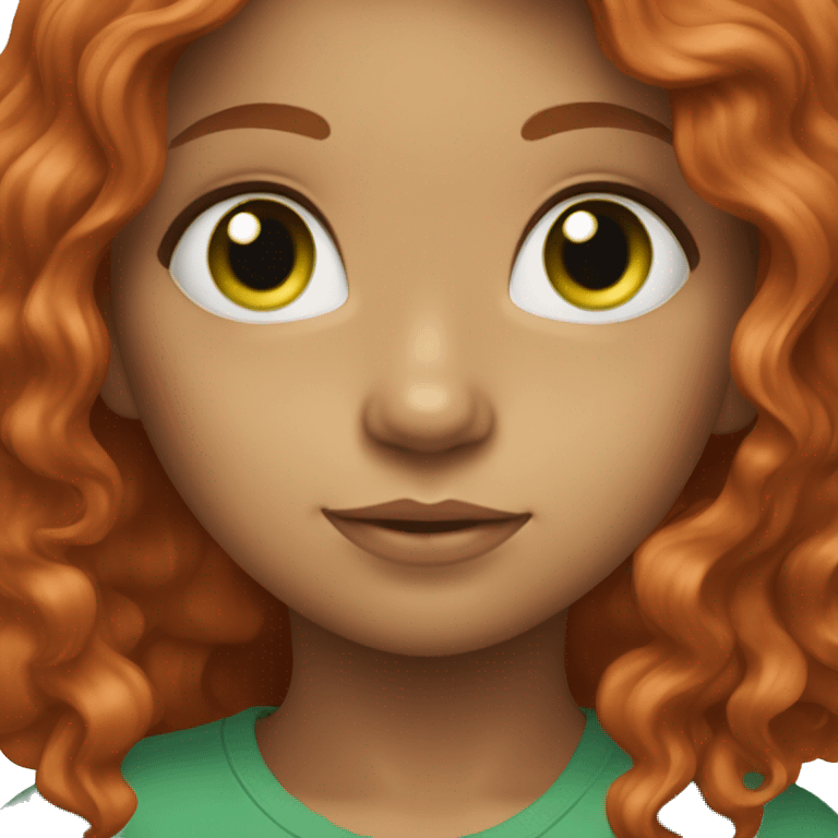 Girl with wavy red hair and green eyes emoji