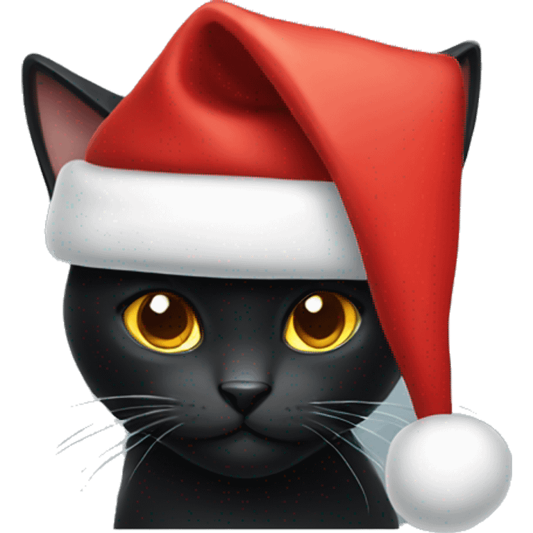 Black cat wearing santa hat emoji