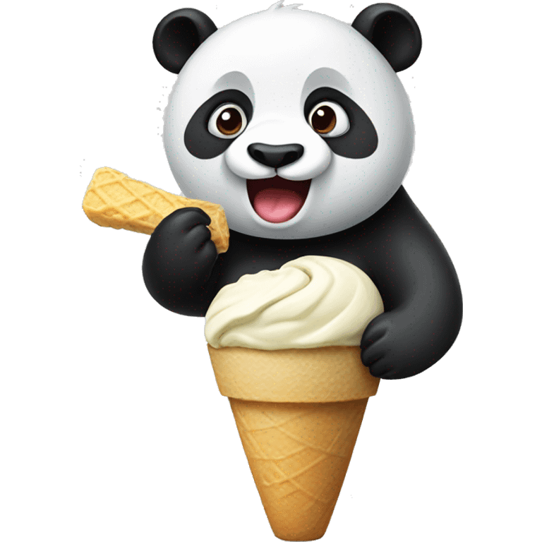 Panda eating ice cream emoji