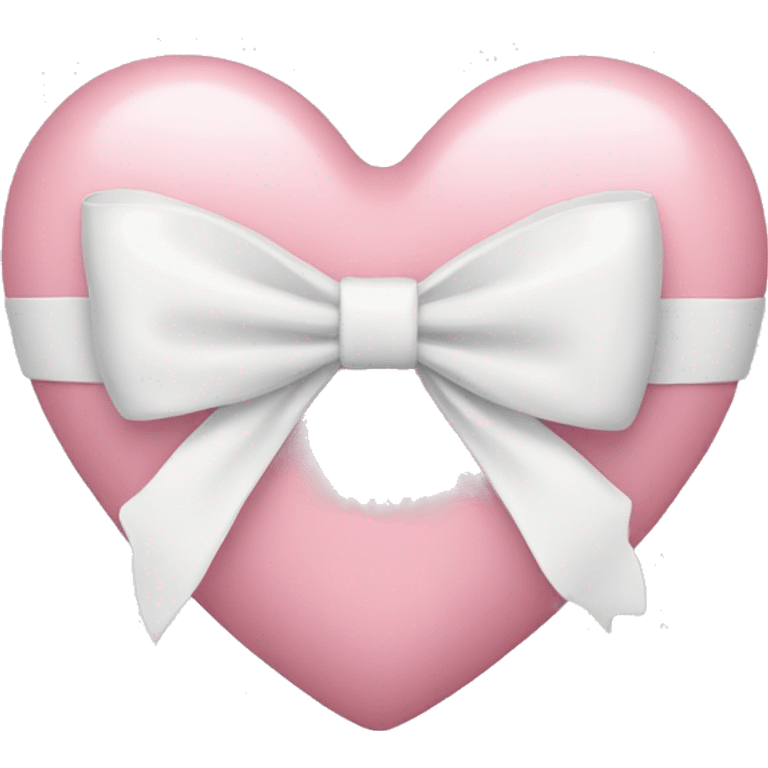 Pastel pink heart with white bow emoji