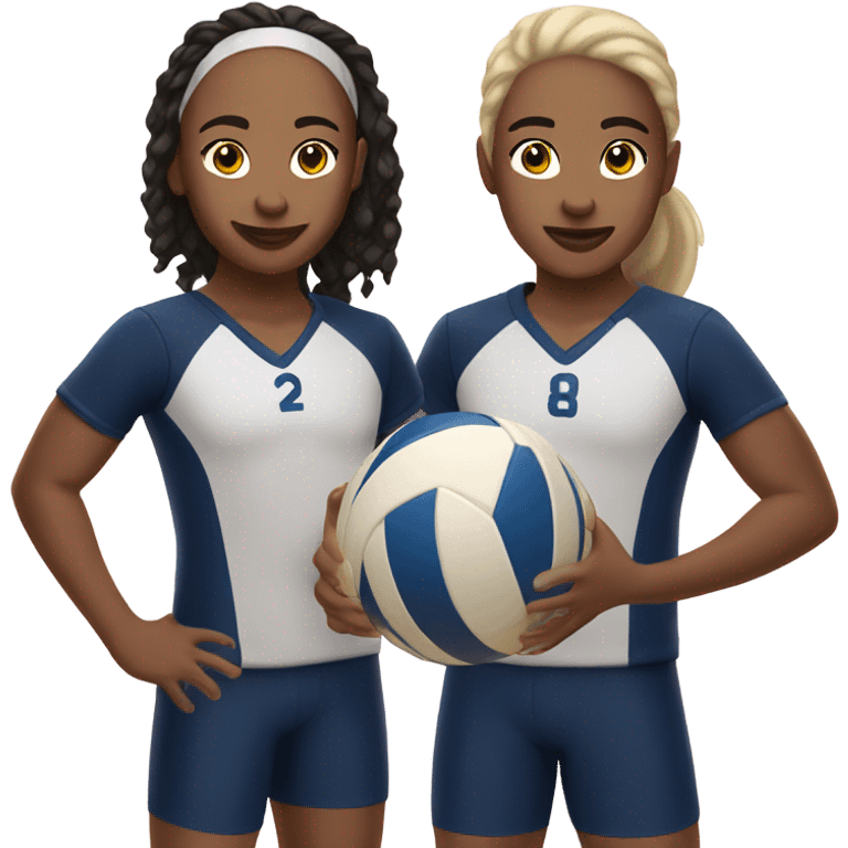 Light skin twins playing volleyball  emoji