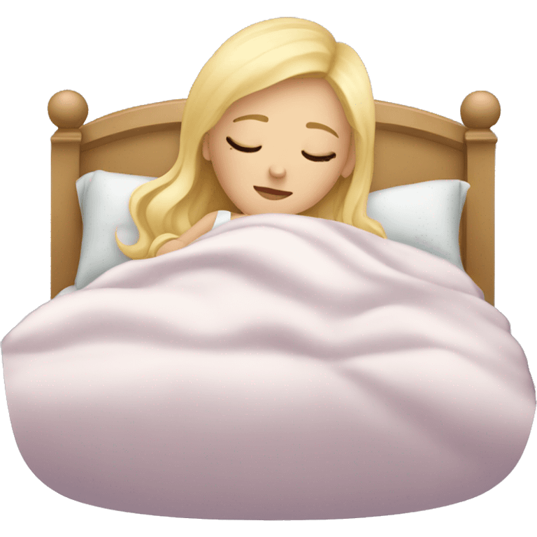 Blonde girl sleeping in elegant bed  emoji