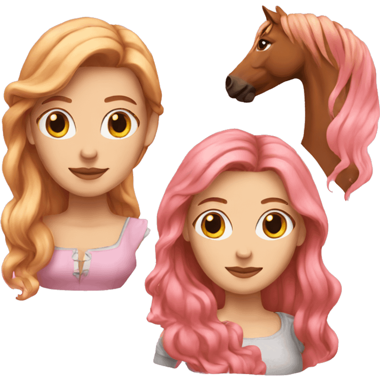 White Woman with pink long hair and brownhorse emoji