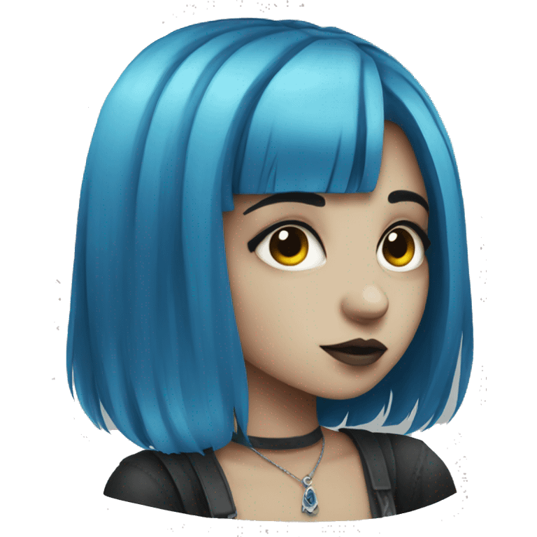 Girl with blue hair goth emoji