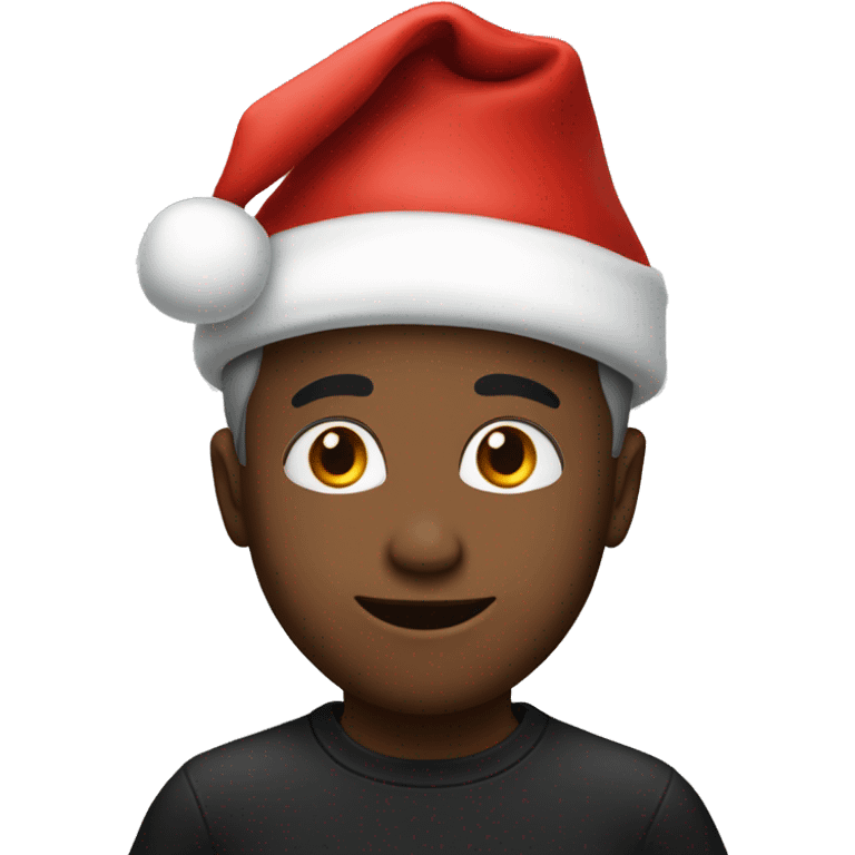 meme boy in black shirt with a Santa hat emoji