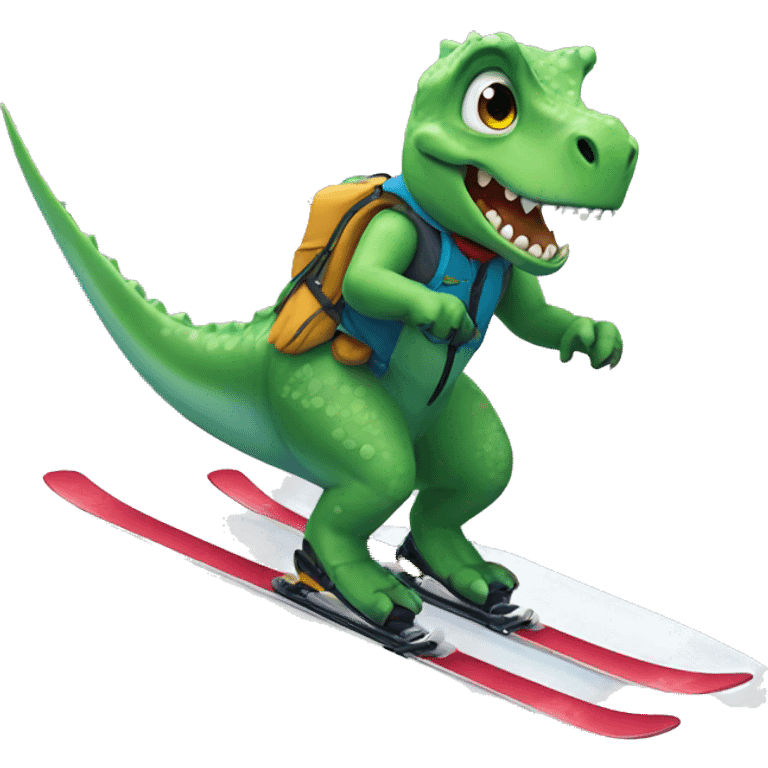 Dino skiing emoji