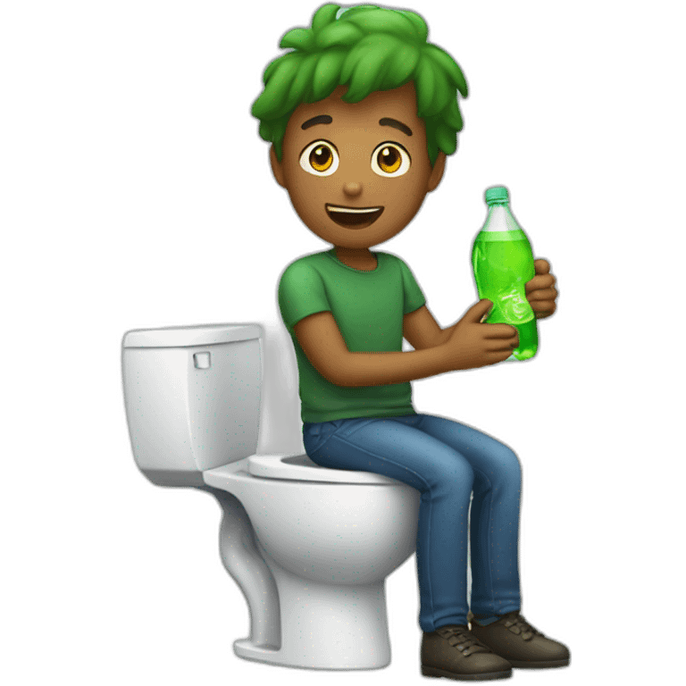 Human at toilets drinking sprite emoji