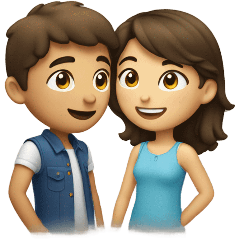 brunette boy and girl in love emoji