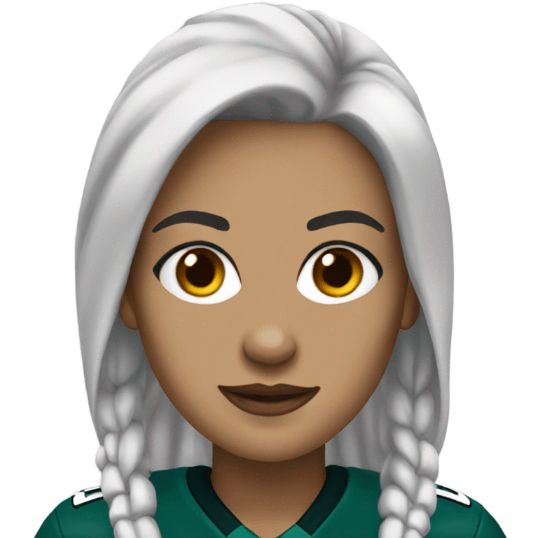 white woman wearing eagles gear - black hair  emoji