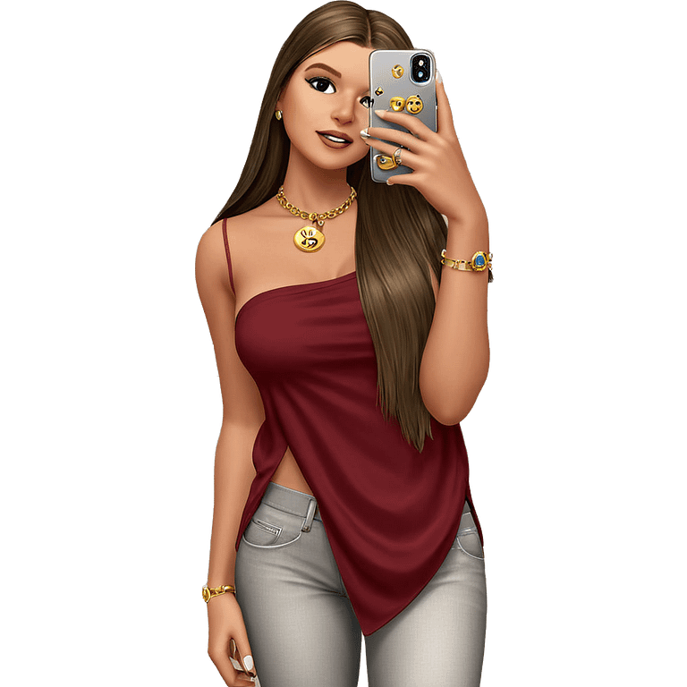 girl with phone and jewelry emoji