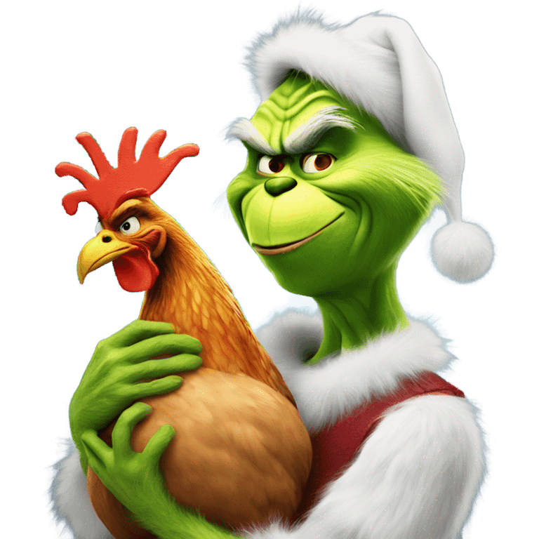 the grinch holding a chicken emoji