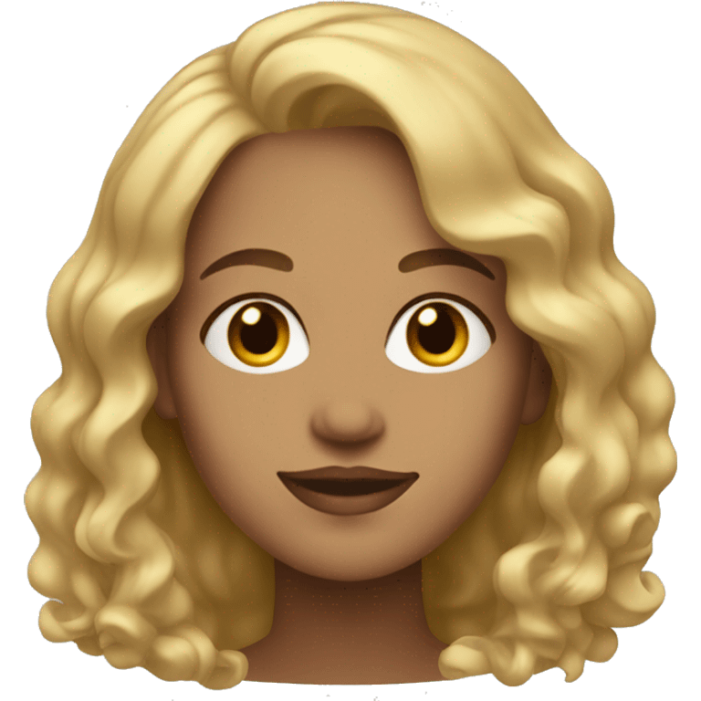 30 year old women, with blonde wavy hair and hazel eyes  emoji