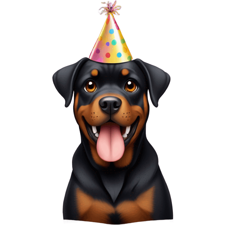 Rottweiler with birthday hat on emoji