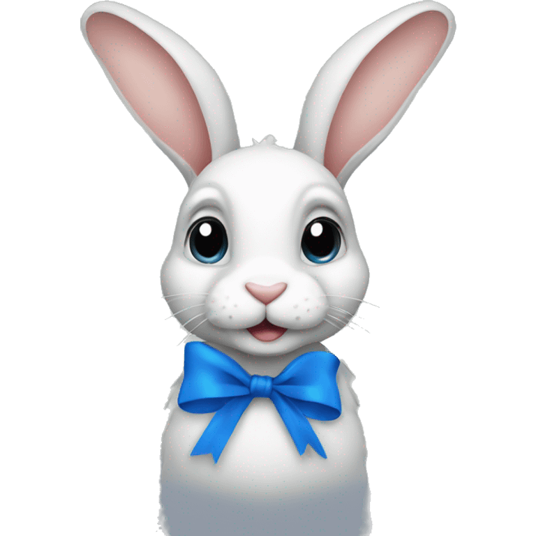 rabbit with blue ribbon emoji