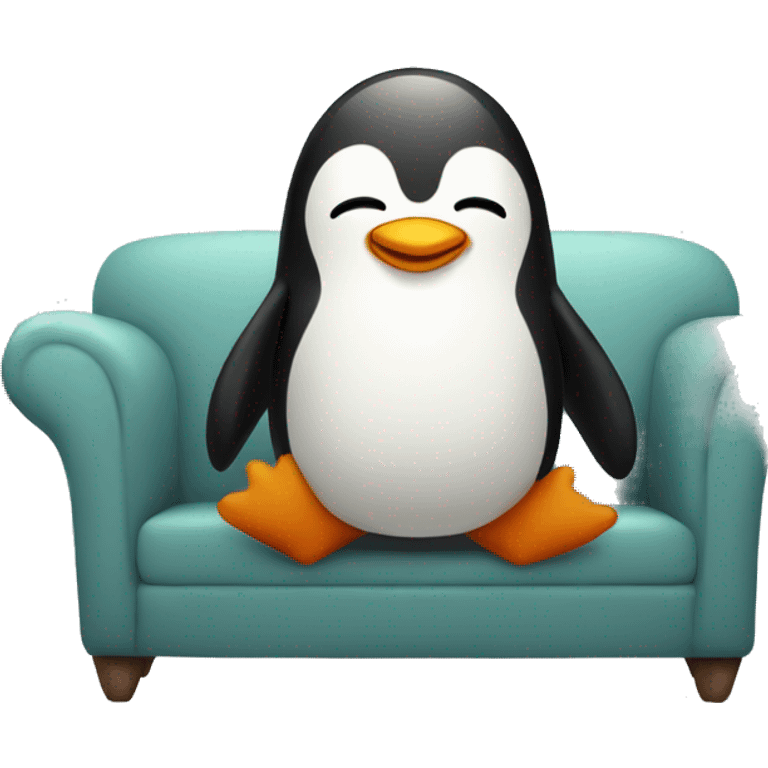 Cute penguin on sofa emoji