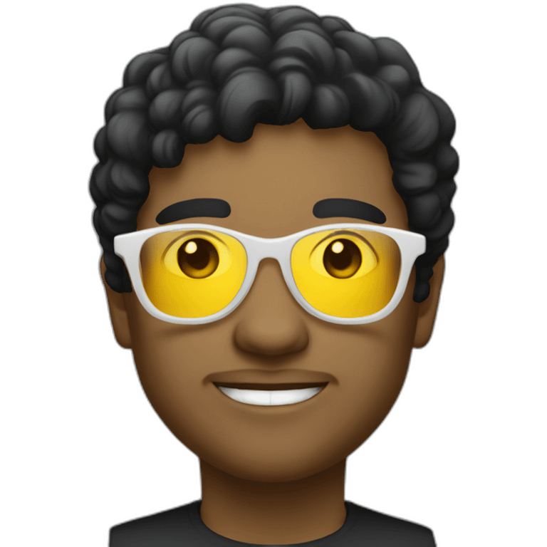 white entreprenuer with yellow tinted glasses and black hair emoji