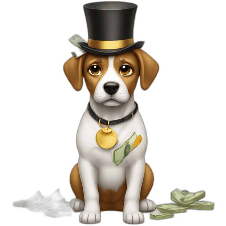 Rich dog money rain emoji