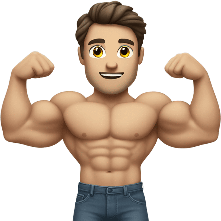 white brunette man flexing muscles emoji