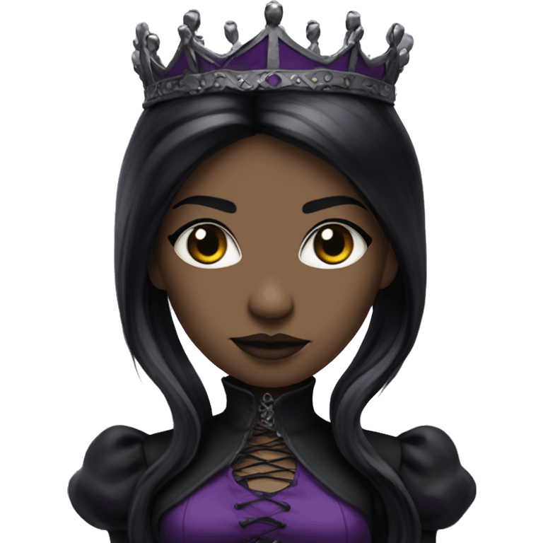 Queen gothic girl long dark black and purple hair add a whip in hand emoji