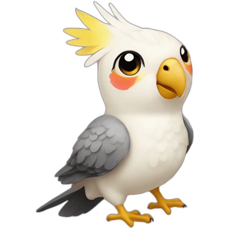 cockatiel wearing bow emoji